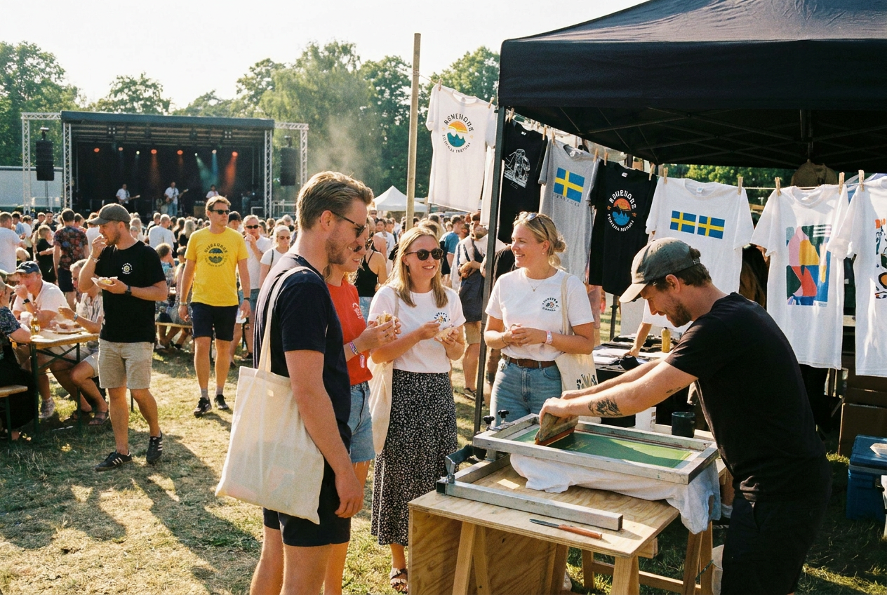 Tryckta T-shirts som marknadsföring under sommarens event